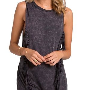 Billabong Acid Wash Gray Fringe Dress